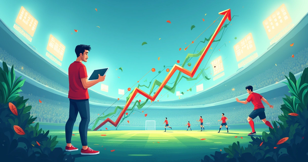 Ilustração sobre handicap 0.0 em apostas esportivas, com gráfico, apostador atento e evento esportivo ao fundo.