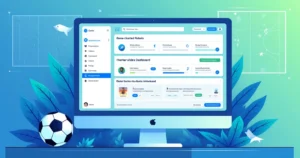 Painel digital exibindo criação de robôs de alertas para futebol conectados ao Telegram