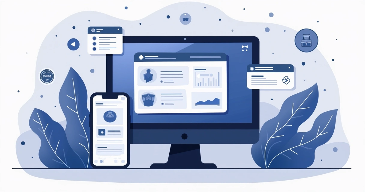 Ilustração corporativa flat mostrando um computador com tela exibindo sinais de apostas esportivas e um smartphone com o aplicativo Discord aberto. Notificações e alertas aparecem integrados entre os