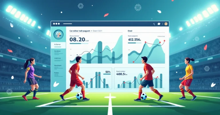 Ilustração corporativa flat mostrando análise de apostas esportivas em gols com gráficos, estatísticas e times de futebol