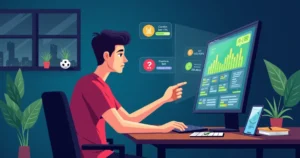 Apostador inseguro olhando para tela com dúvidas nas apostas esportivas