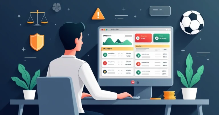 Ilustração de apostador analisando risco e retorno em apostas esportivas no computador