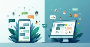 Ilustração comparando comunidade de apostas paga e gratuita em tela dividida