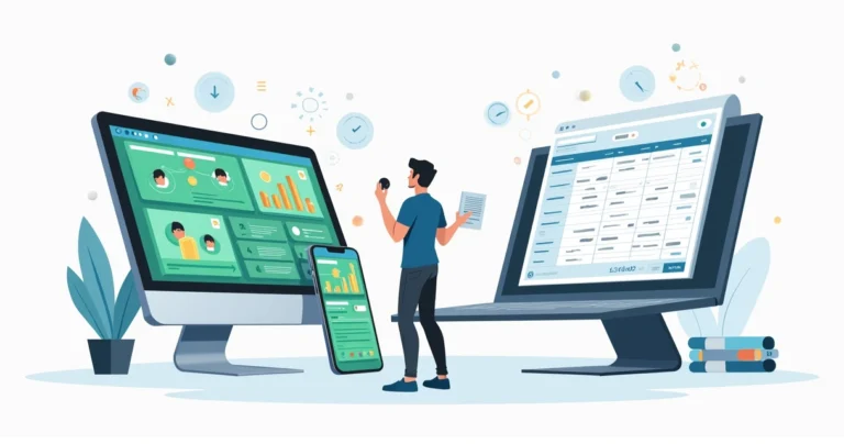 Comparação visual entre painel digital de apostas esportivas e planilha de gerenciamento de banca
