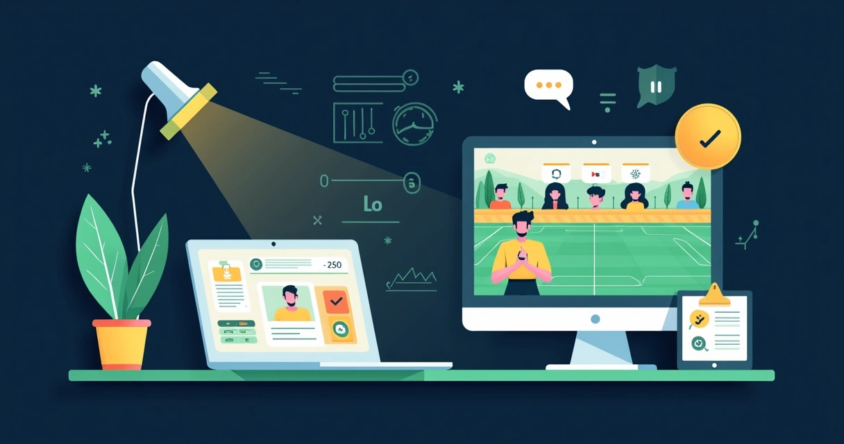 Ilustração comparando cursos gravados e aulas ao vivo em apostas esportivas