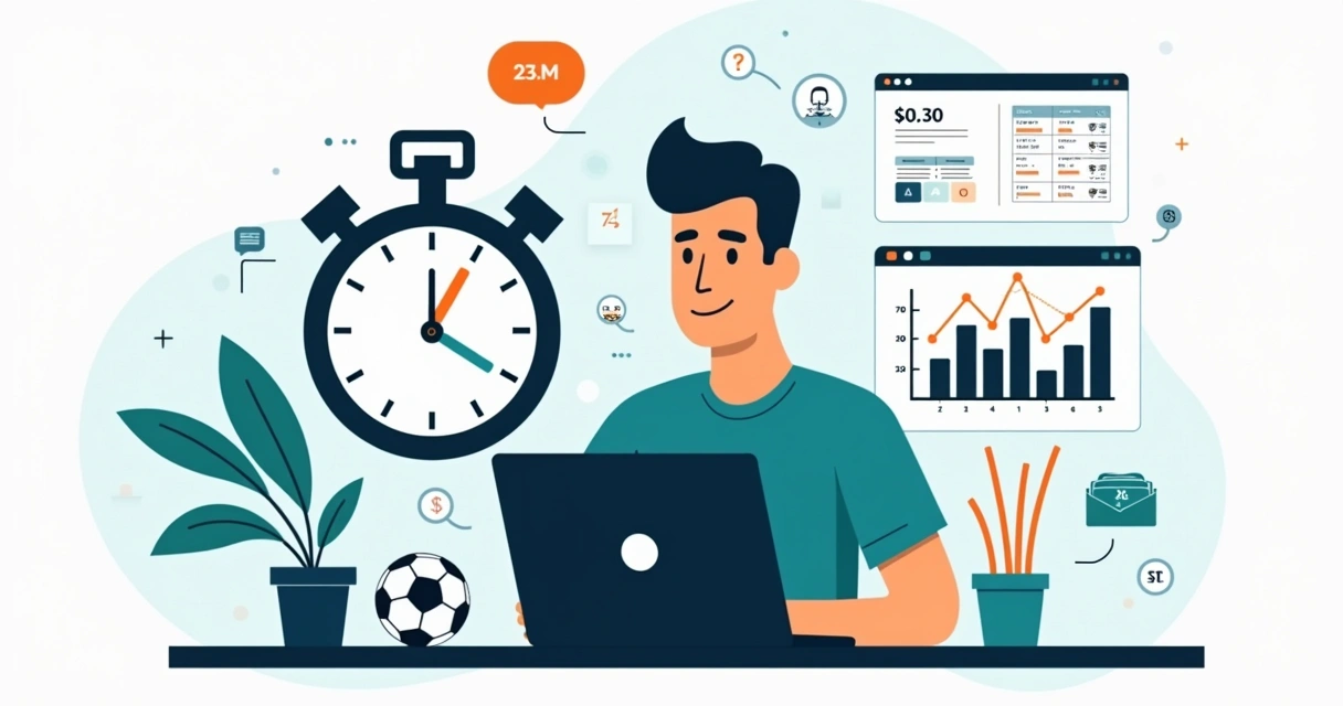 Ilustração de apostador montando estratégia de apostas em 30 minutos no computador