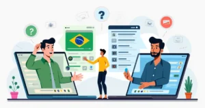 Ilustração comparando ferramentas de apostas nacionais e internacionais para brasileiros