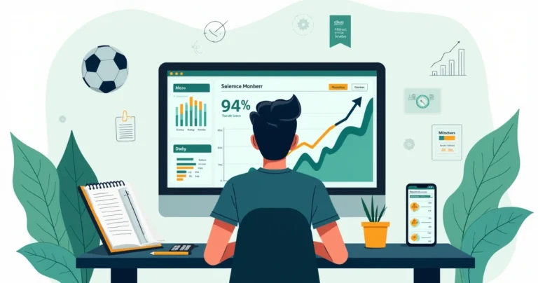 Homem analisando relatório de performance de apostas esportivas no computador