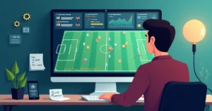 Ilustração de gráfico de estatísticas de futebol para apostas esportivas em tela de computador