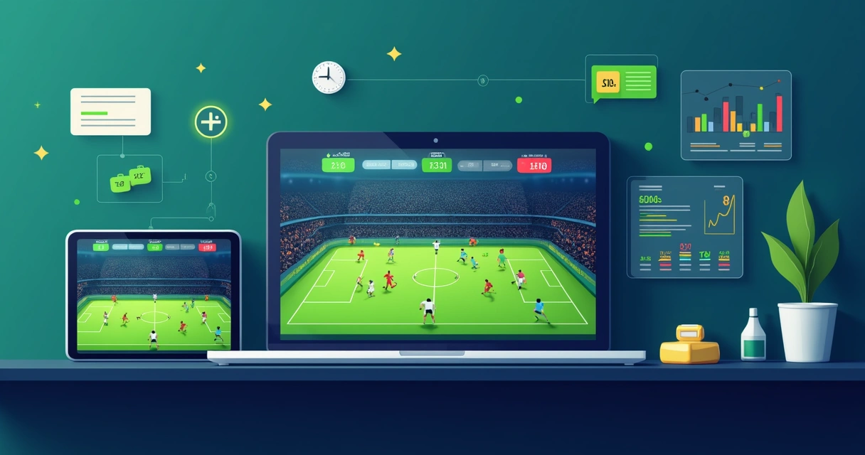 Ilustração de apostas ao vivo em jogo de futebol com odds variando em tempo real