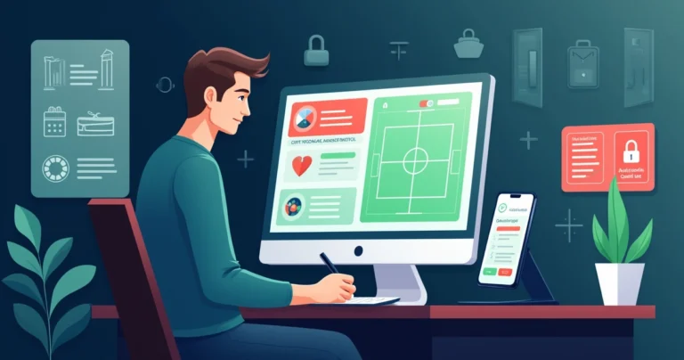 Ilustração de apostador analisando apostas ao vivo com gestão de banca e odds na tela