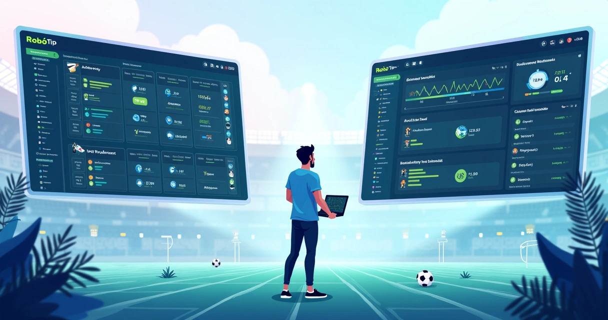 Comparativo visual entre Robotip e plataformas de apostas em futebol com foco em análise de dados