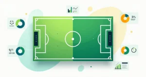 Gráfico de posse de bola sobre campo de futebol visto de cima